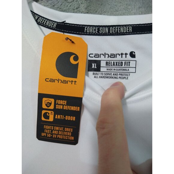 Carhartt Shirt Mens XL White Force Relaxed Fit Long Sleeve Sun Defender - Picture 7 of 10